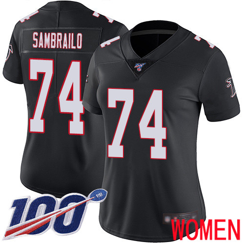 Atlanta Falcons Limited Black Women Ty Sambrailo Alternate Jersey NFL Football 74 100th Season Vapor Untouchable